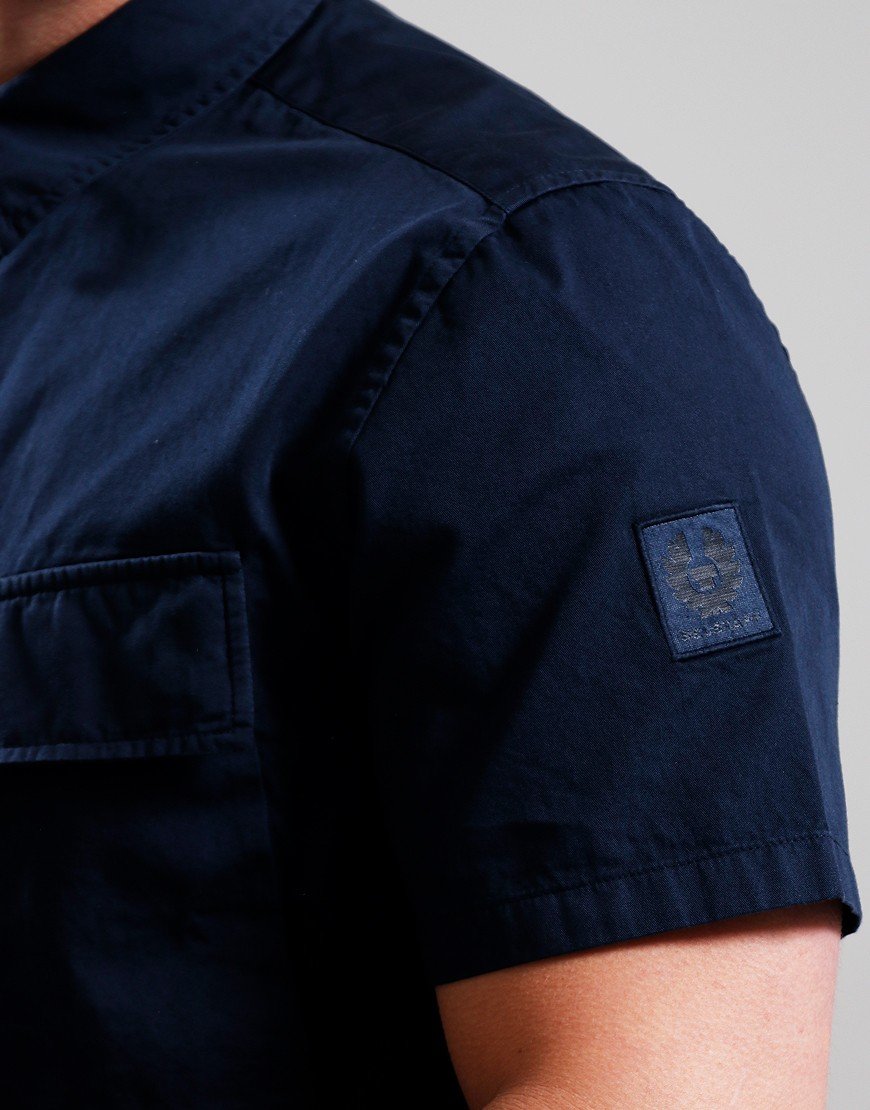 BELSTAFF SCALE SHORT SLEEVE COTTON SHIRT DARK INK NAVY RRP £120 BNWT