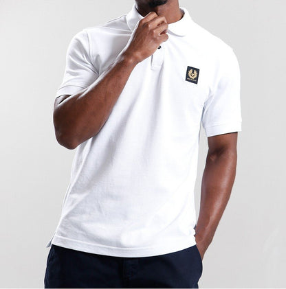 BELSTAFF PHOENIX PATCH PIQUE COTTON POLO SHIRT IN WHITE RRP £95 BNWT