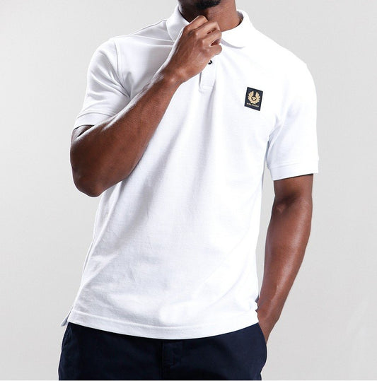 BELSTAFF PHOENIX PATCH PIQUE COTTON POLO SHIRT IN WHITE RRP £95 BNWT