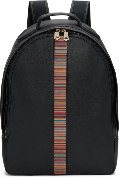 PAUL SMITH MAINLINE CALF LEATHER SIGNATURE STRIPE BACKPACK BLACK RRP £650 BNWT