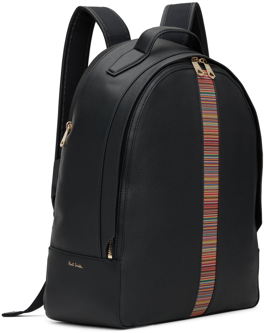 PAUL SMITH MAINLINE CALF LEATHER SIGNATURE STRIPE BACKPACK BLACK RRP £650 BNWT
