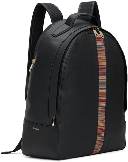 PAUL SMITH MAINLINE CALF LEATHER SIGNATURE STRIPE BACKPACK BLACK RRP £650 BNWT
