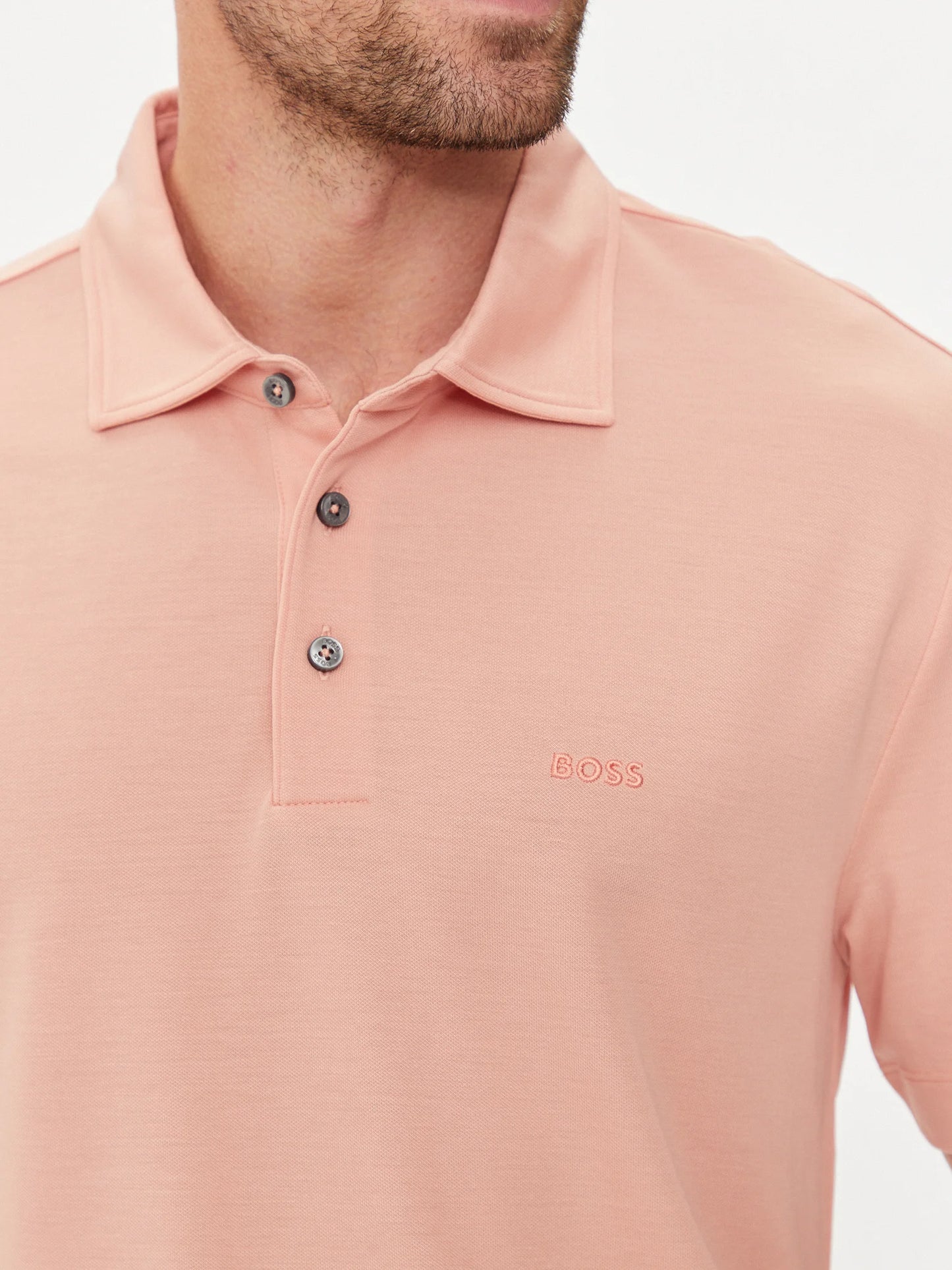 HUGO BOSS PRESS 55 STRETCHY COTTON POLO SHIRT OPEN PINK RRP £119 BNWT