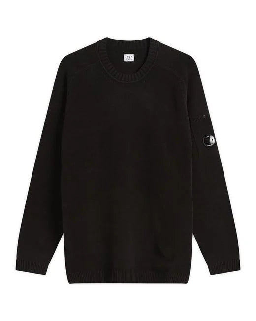 CP COMPANY CHENILLE COTTON LENS CREW NECK JUMPER BLACK RRP £255 BNWT