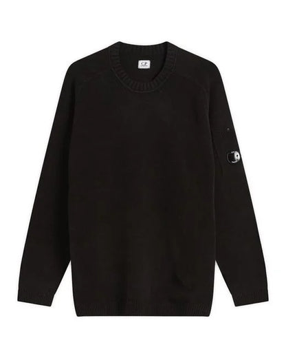 CP COMPANY CHENILLE COTTON LENS CREW NECK JUMPER BLACK RRP £255 BNWT