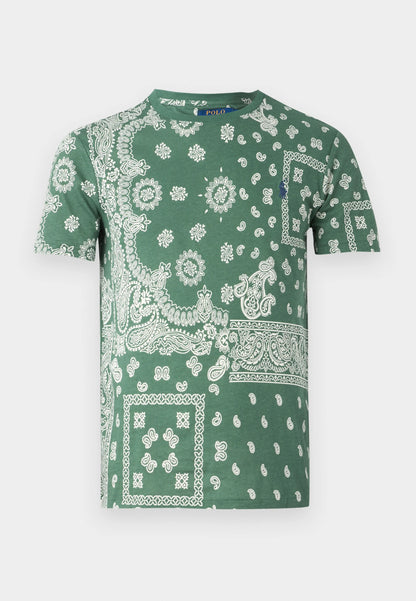 POLO RALPH LAUREN SLIM FIT COTTON PAISLEY FLORAL PRINT T-SHIRT GREEN 2XL RRP £90 BNWT