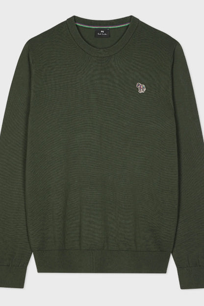 PAUL SMITH ORGANIC COTTON CREW NECK ZEBRA JUMPER DARK GREEN M RRP £135 BNWT