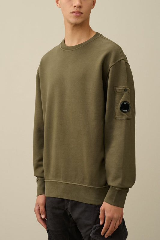 C.P. COMPANY DIAGONAL LENS COTTON FLEECE SWEATSHIRT GREEN 2XL RRP £210 BNWT