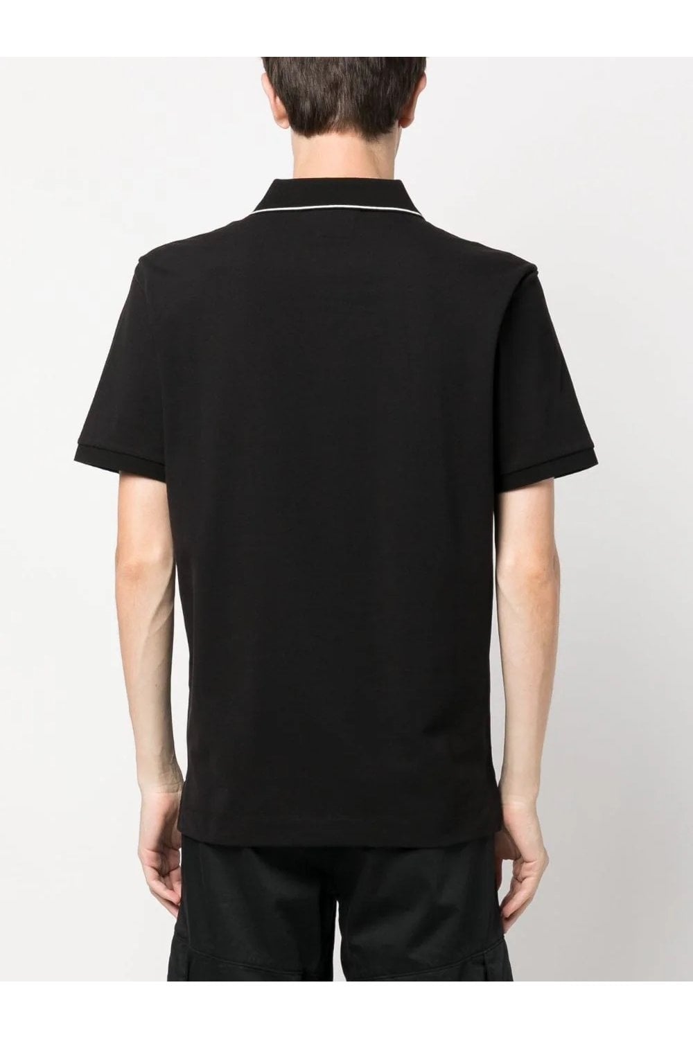 C.P. COMPANY STRETCH PIQUE COTTON TIPPED POLO SHIRT IN BLACK 2XL RRP £135
