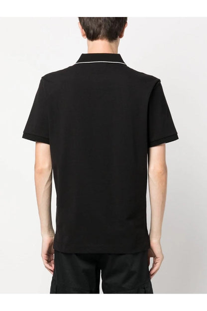 C.P. COMPANY STRETCH PIQUE COTTON TIPPED POLO SHIRT IN BLACK 2XL RRP £135