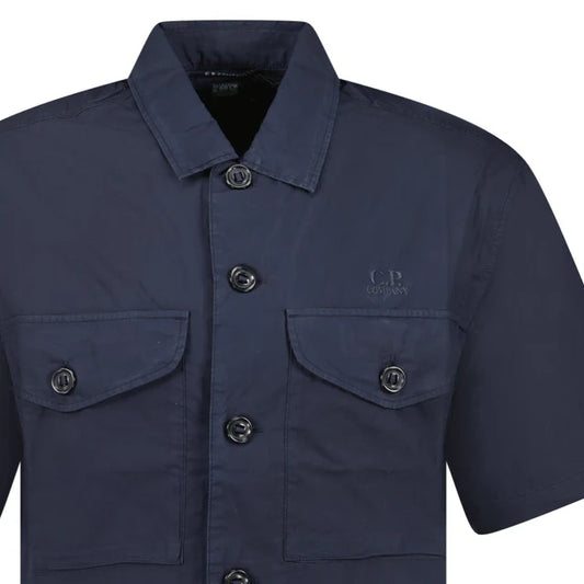 C.P. COMPANY SHORT SLEEVE COTTON SHIRT TOTAL ECLIPSE NAVY MEDIUM RRP £255 BNWT
