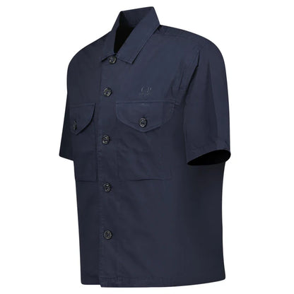 C.P. COMPANY SHORT SLEEVE COTTON SHIRT TOTAL ECLIPSE NAVY MEDIUM RRP £255 BNWT