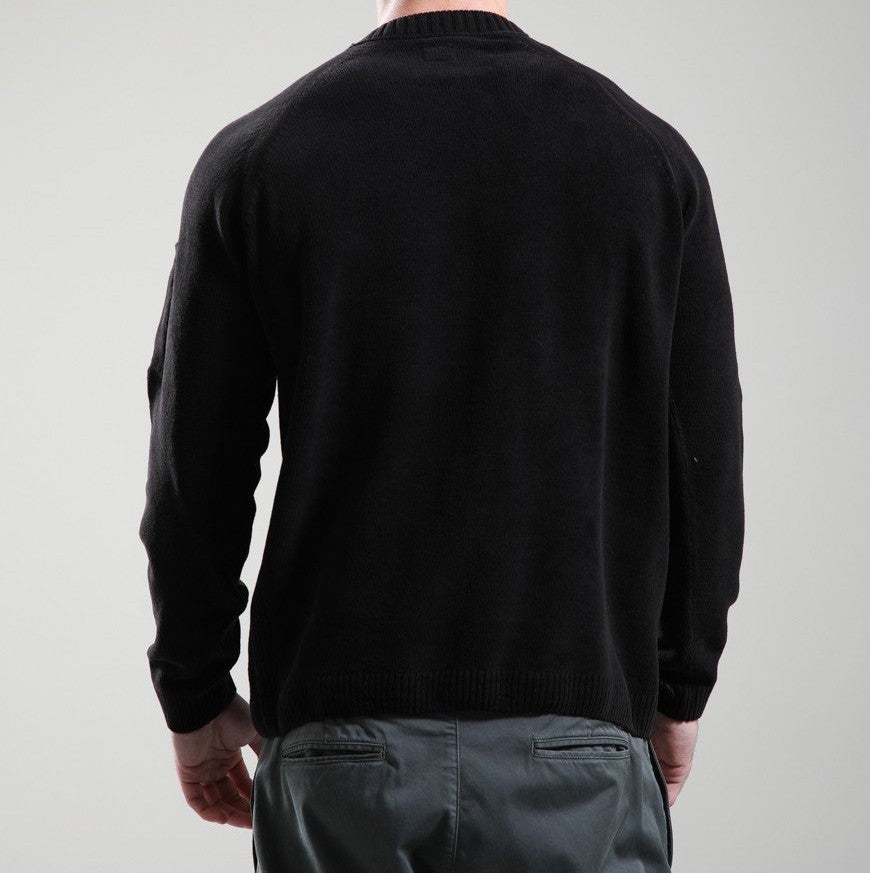 CP COMPANY CHENILLE COTTON LENS CREW NECK JUMPER BLACK RRP £255 BNWT