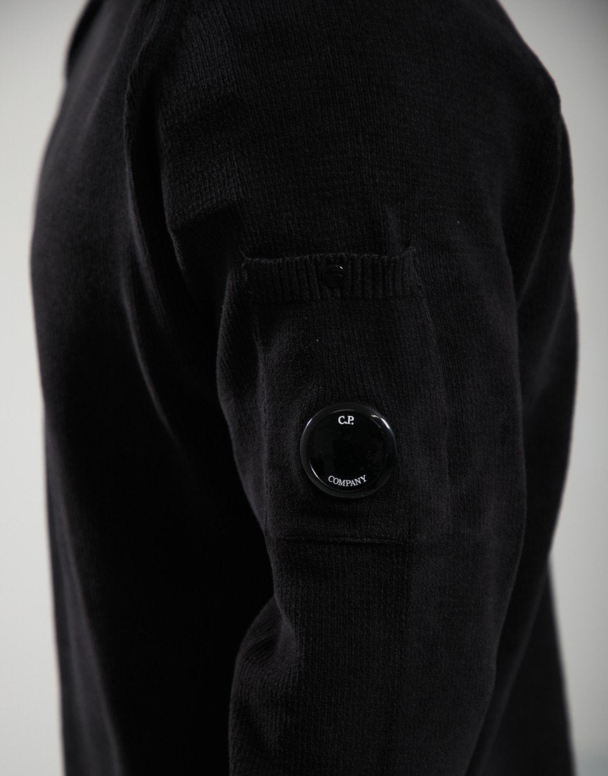 CP COMPANY CHENILLE COTTON LENS CREW NECK JUMPER BLACK RRP £255 BNWT