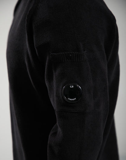 CP COMPANY CHENILLE COTTON LENS CREW NECK JUMPER BLACK RRP £255 BNWT