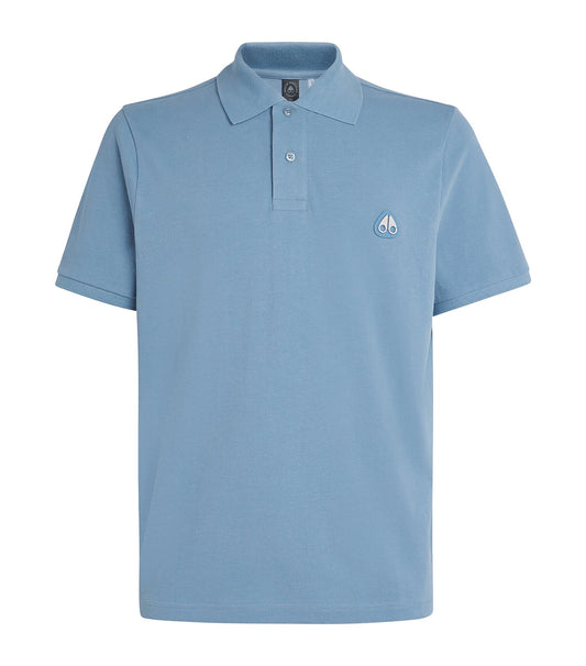 MOOSE KNUCKLES EVERETT PIQUE COTTON POLO SHIRT SEA BLUE M RRP £130 BNWT