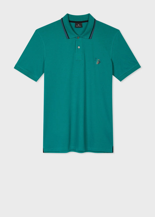 PAUL SMITH PS TIPPED BROAD STRIPE PIQUE COTTON POLO SHIRT GREEN 2XL RRP £90 BNWT