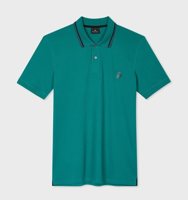 PAUL SMITH PS TIPPED BROAD STRIPE PIQUE COTTON POLO SHIRT GREEN 2XL RRP £90 BNWT