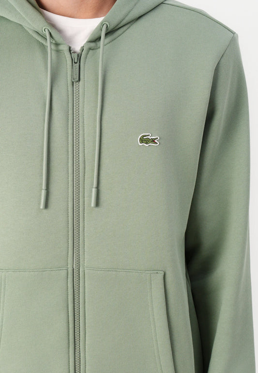 LACOSTE COTTON FLEECE FULL ZIP HOODIE SWEATSHIRT THYME GREEN 2XL RRP £125 BNWT