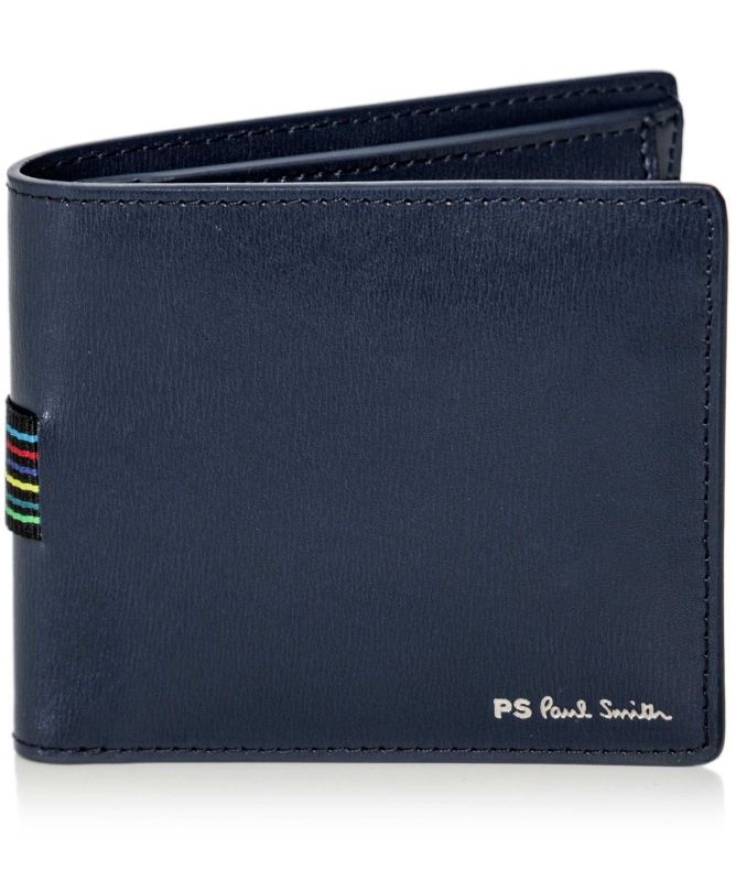 PAUL SMITH PS LEATHER BI-FOLD COIN POUCH WALLET NAVY BLUE RRP £130 NEW IN BOX