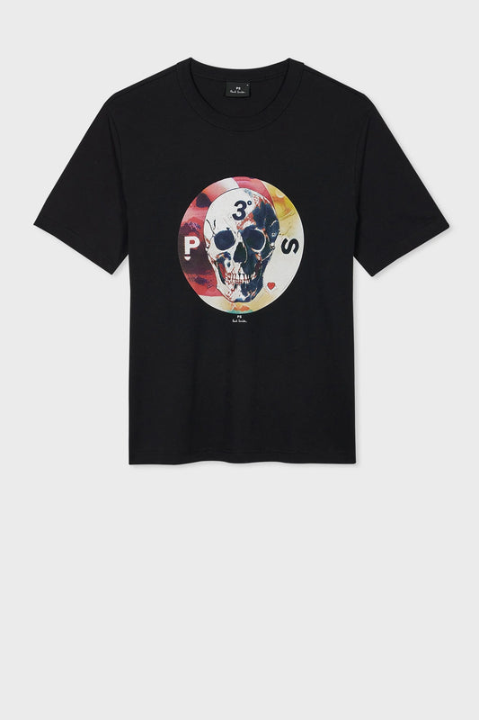 PAUL SMITH PS ROUND SKULL COTTON T-SHIRT BLACK RRP £70 BNWT