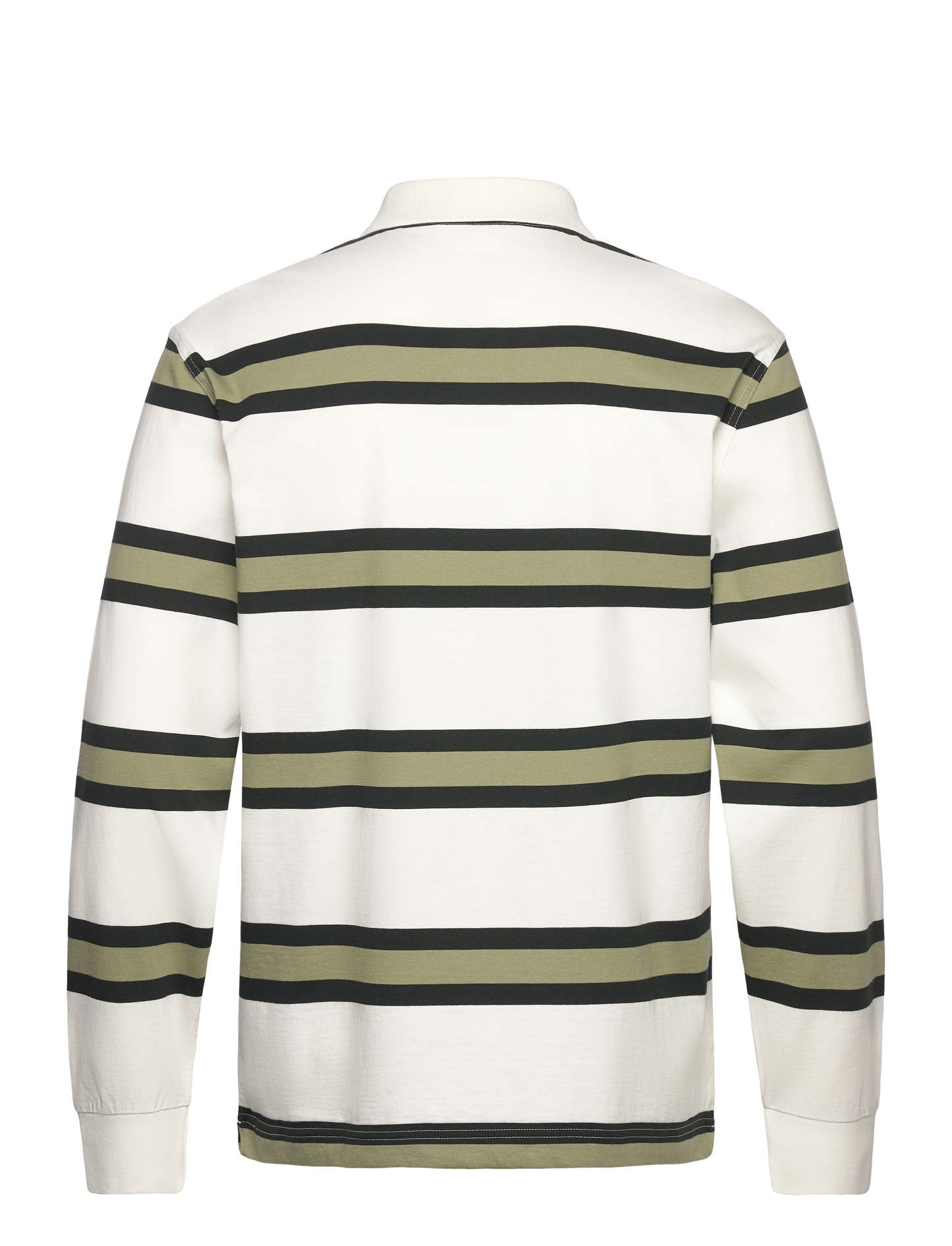 FRED PERRY STRIPED LONG SLEEVE RUGBY STYLE POLO SHIRT ECRU/GREEN M RRP £90 BNWT