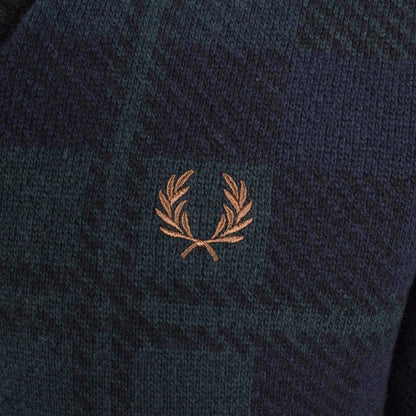FRED PERRY BLACKWATCH TARTAN V NECK WOOL BLEND JUMPER MEDIUM RRP £150 BNWT