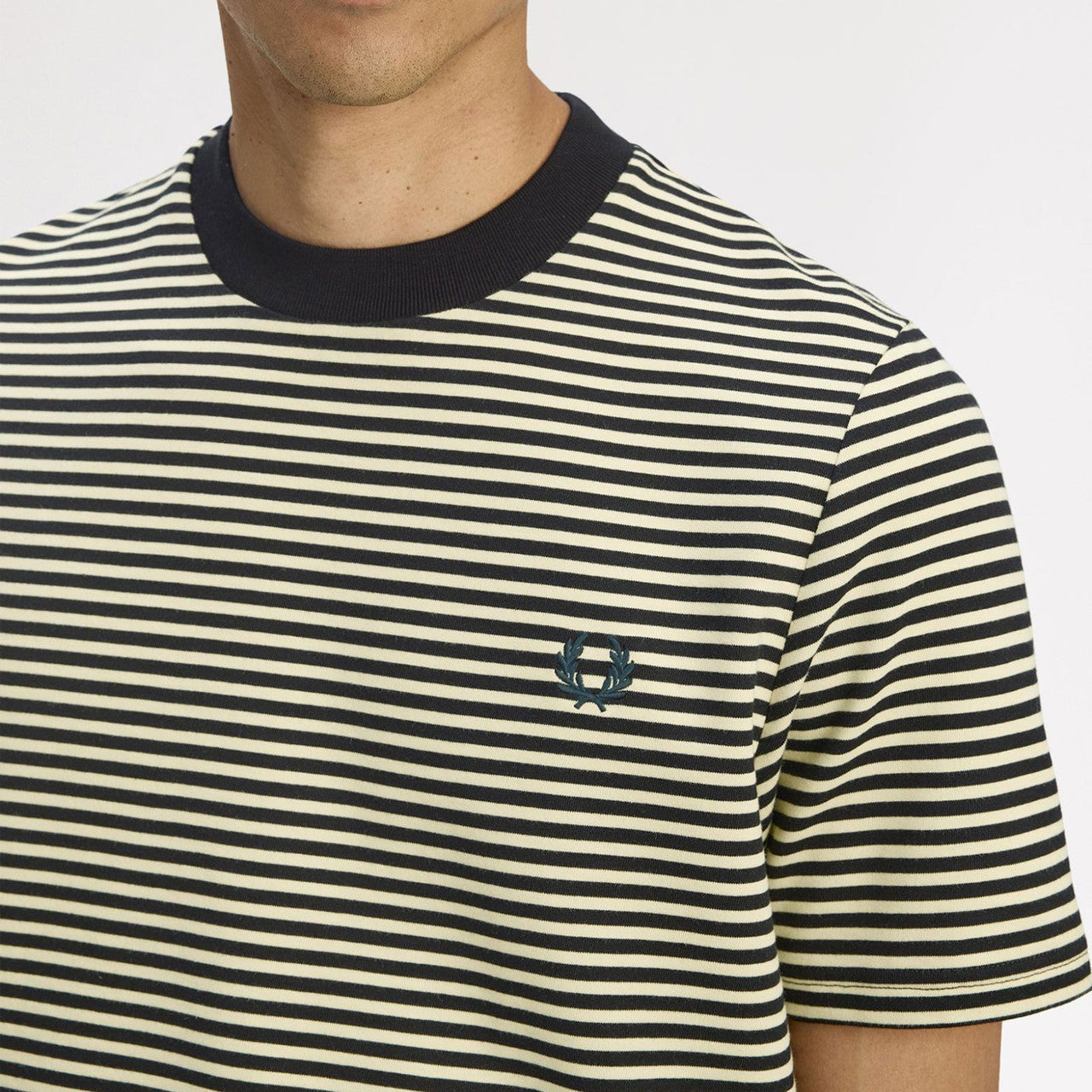 FRED PERRY FINE STRIPE HEAVYWEIGHT COTTON T-SHIRT BLACK/YELLOW 2XL RRP £65 BNWT