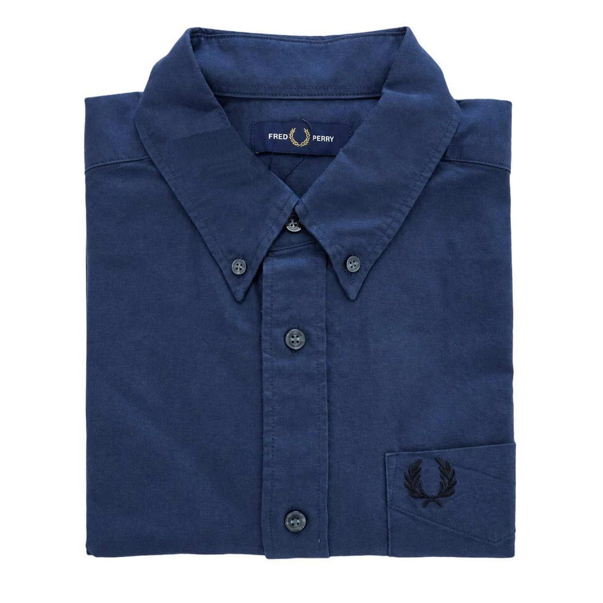 FRED PERRY OXFORD SHORT SLEEVE COTTON SHIRT DARK AIRFORCE NAVY LARGE RRP £90 NEW
