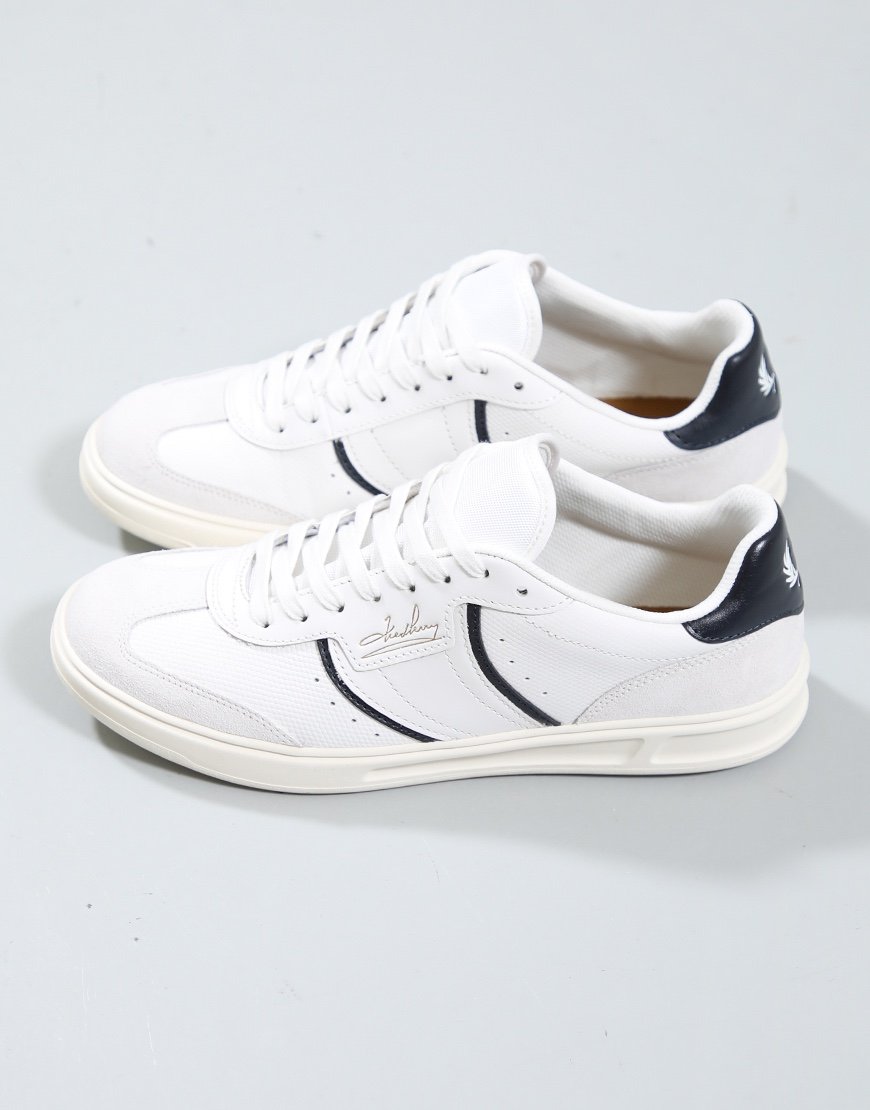 FRED PERRY B4 LEATHER TRAINERS SNOW WHITE UK 10 RRP £85 BNIB