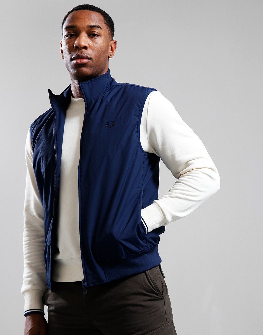 FRED PERRY BRENTHAM NYLON GILET TENNIS BLUE LARGE RRP £130 BNWT