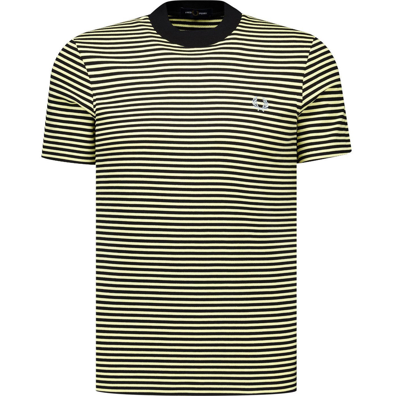 FRED PERRY FINE STRIPE HEAVYWEIGHT COTTON T-SHIRT BLACK/YELLOW 2XL RRP £65 BNWT
