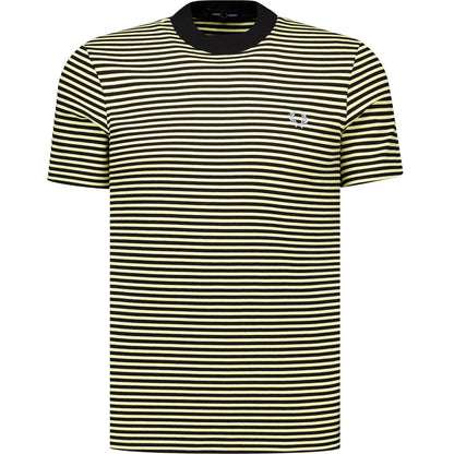 FRED PERRY FINE STRIPE HEAVYWEIGHT COTTON T-SHIRT BLACK/YELLOW 2XL RRP £65 BNWT