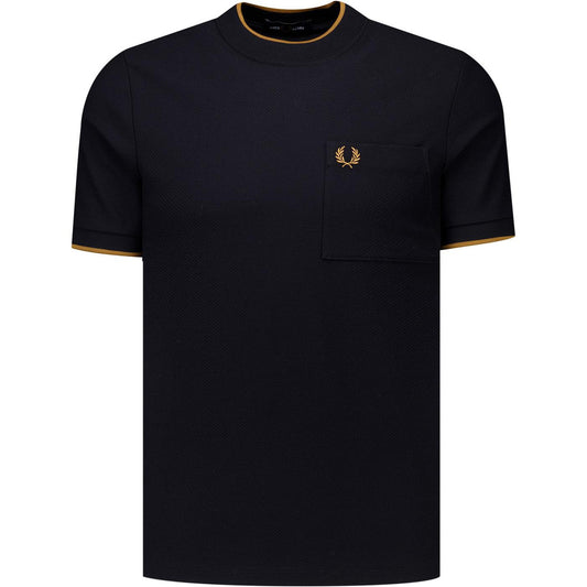 FRED PERRY PIQUE COTTON POCKET DETAIL T-SHIRT BLACK 2XL RRP £60 BNWT