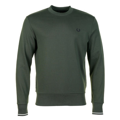 FRED PERRY COTTON FLEECE CREW NECK SWEATSHIRT COURT GREEN 2XL RRP £90 BNWT