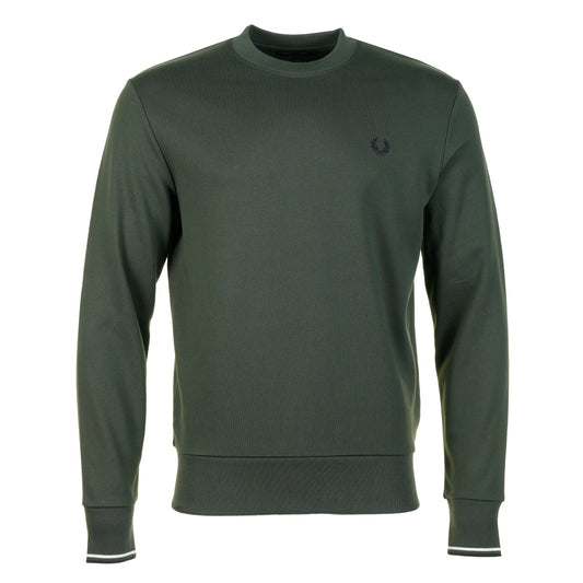 FRED PERRY COTTON FLEECE CREW NECK SWEATSHIRT COURT GREEN 2XL RRP £90 BNWT