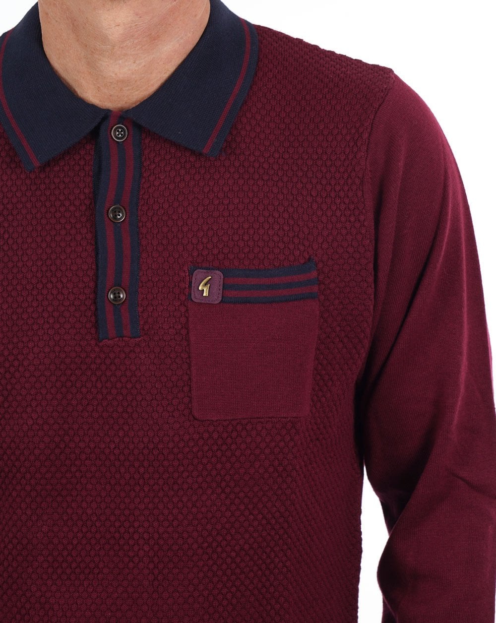 GABICCI VINTAGE CRUISE LONG SLEEVE COTTON POLO SHIRT JUMPER PORT BURGUNDY 2XL RRP £75 (Copy)