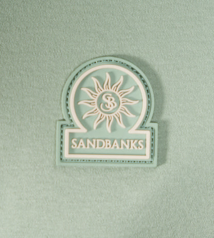SANDBANKS FULL BUTTON INTERLOCK COTTON POLO SHIRT SAGE GREEN RRP £155 BNWT