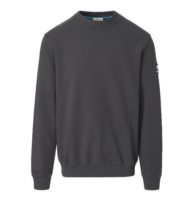 SANDBANKS BADGE LOGO COTTON FLEECE SWEATSHIRT ANTHRACITE GREY RRP £155 BNWT