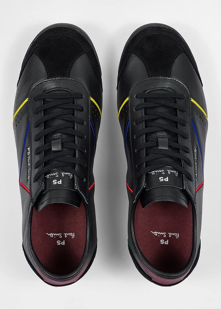 PAUL SMITH PS MESTRE EMBROIDERED LEATHER LOW TOP TRAINERS BLACK  RRP £195 BNIB