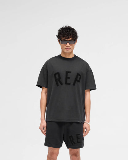 REPRESENT REP APPLIQUE COTTON T-SHIRT JET BLACK RELAXED FIT 2XL RRP £100 BNWT