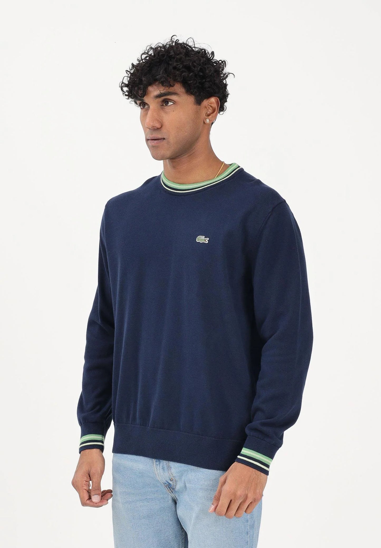 LACOSTE TIPPED CROC LOGO CREW NECK JUMPER NAVY BLUE 2XL RRP £120 BNWT