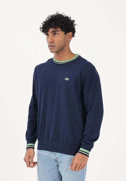 LACOSTE TIPPED CROC LOGO CREW NECK JUMPER NAVY BLUE 2XL RRP £120 BNWT