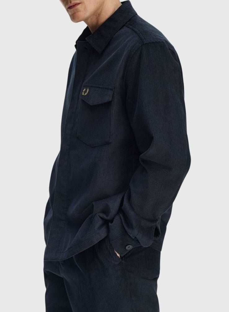FRED PERRY CORDUROY OVERSHIRT JACKET NAVY BLUE LARGE RRP £160 BNWT