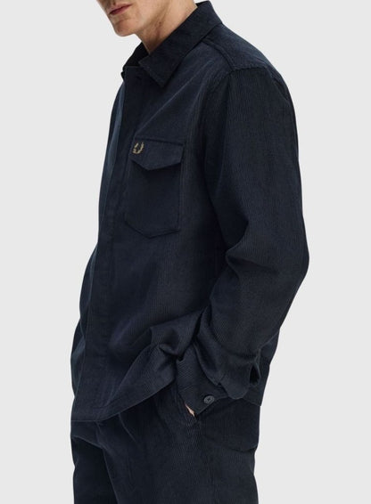 FRED PERRY CORDUROY OVERSHIRT JACKET NAVY BLUE LARGE RRP £160 BNWT