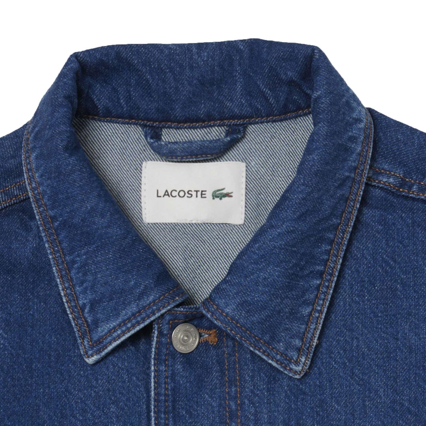 LACOSTE HEAVY COTTON DENIM CHORE JACKET SHACKET MID WASH BLUE XL RRP £160 BNWT