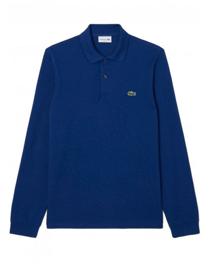 LACOSTE CROC LOGO PIQUE COTTON LONG SLEEVE POLO SHIRT BLUE (7) 2XL RRP £105 BNWT