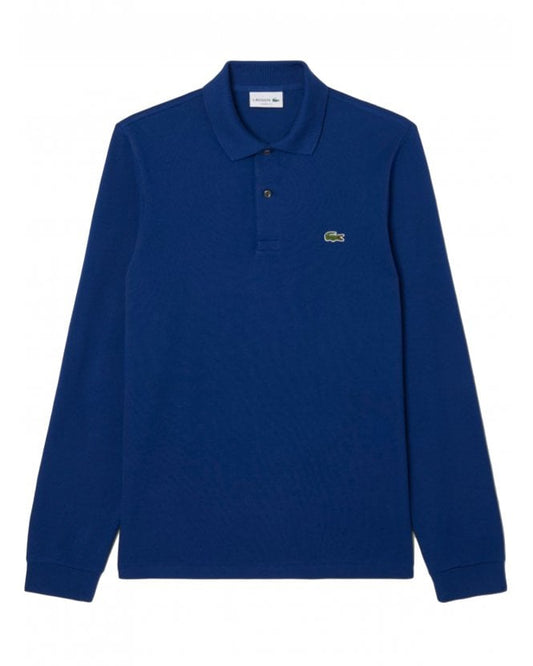 LACOSTE CROC LOGO PIQUE COTTON LONG SLEEVE POLO SHIRT BLUE (7) 2XL RRP £105 BNWT