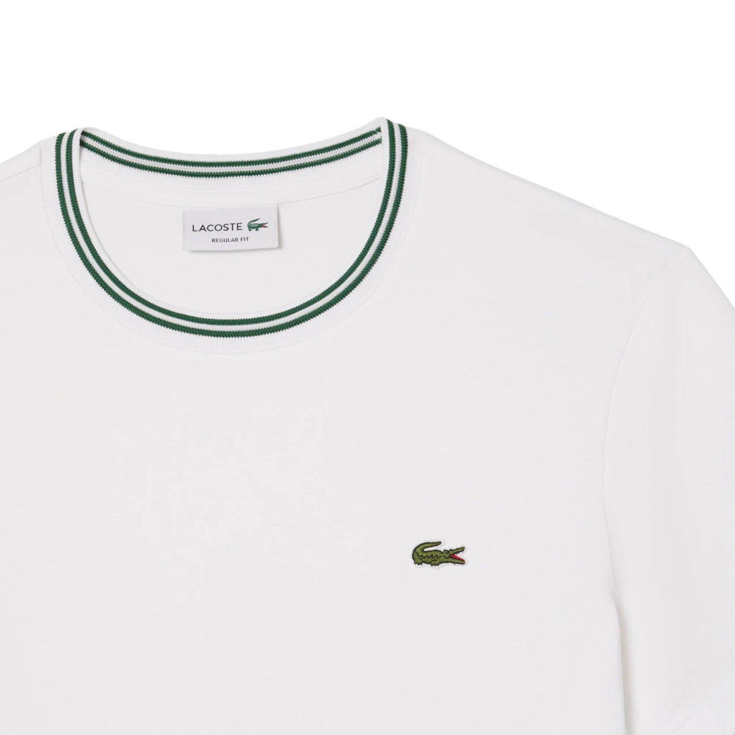 LACOSTE TIPPED CREW COLLAR T-SHIRT WHITE RRP £60 BNWT