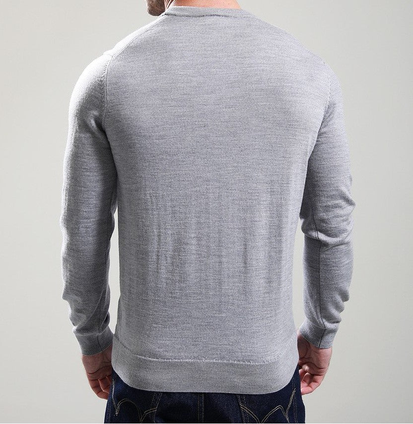 LACOSTE MERINO WOOL TONAL CROC LOGO CREW NECK JUMPER GREY 2XL RRP £140 BNWT